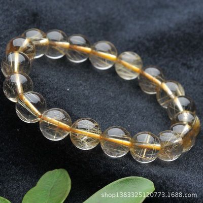 【纯天然金发晶圆珠手链 编号y108y16】价格,厂家,图片,手链,东海县盛饰珠宝-